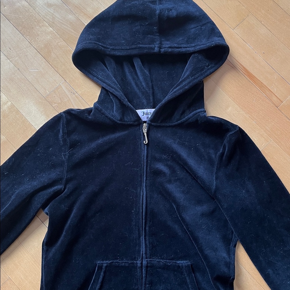 Juicy Couture Black Velour Zip Hoodie